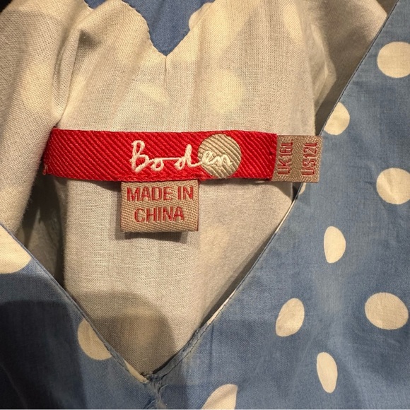 Retro Pinup Boden Sky‎ Blue and White Polka Dots Dress Size 12 - Picture 5 of 5